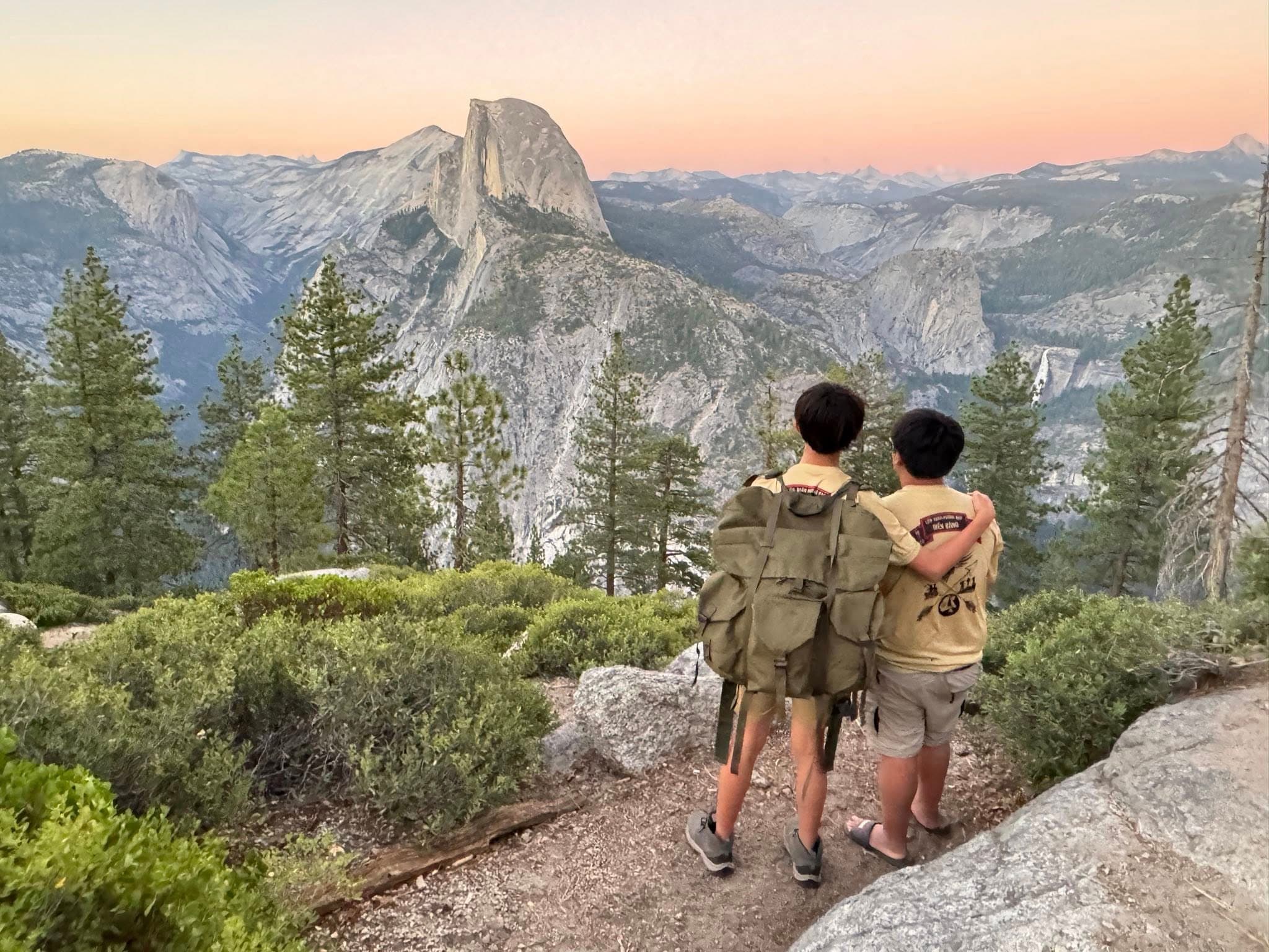 Scouts taking in the view from an overlook